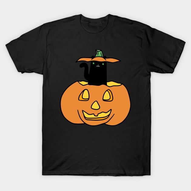 Black Cat inside Jack o' Lantern T-Shirt by saradaboru